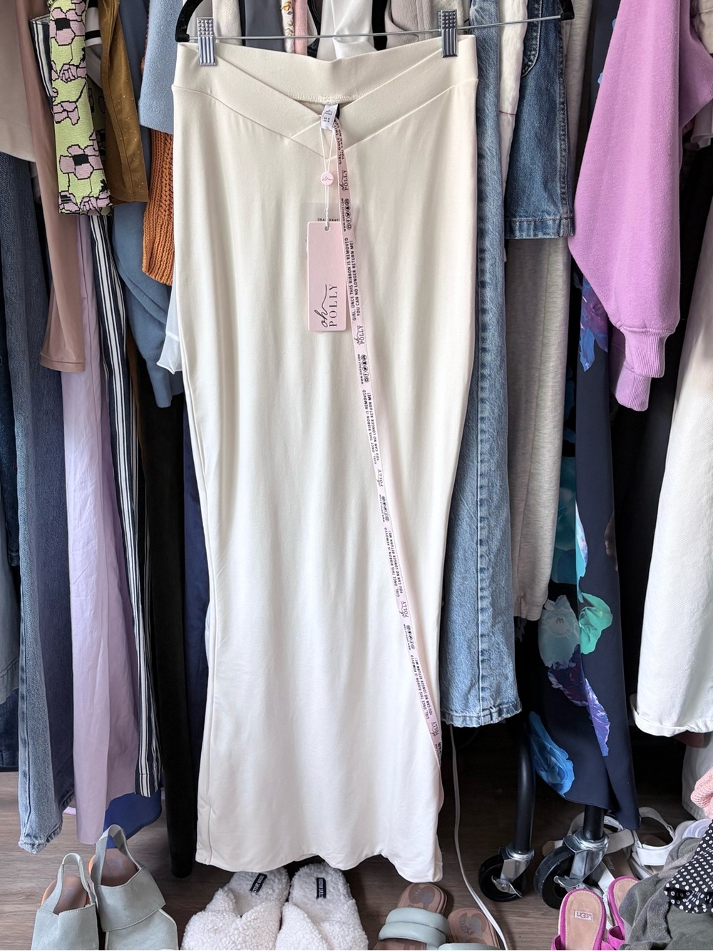 Oh Polly Cream White Maxi Skirt NWT